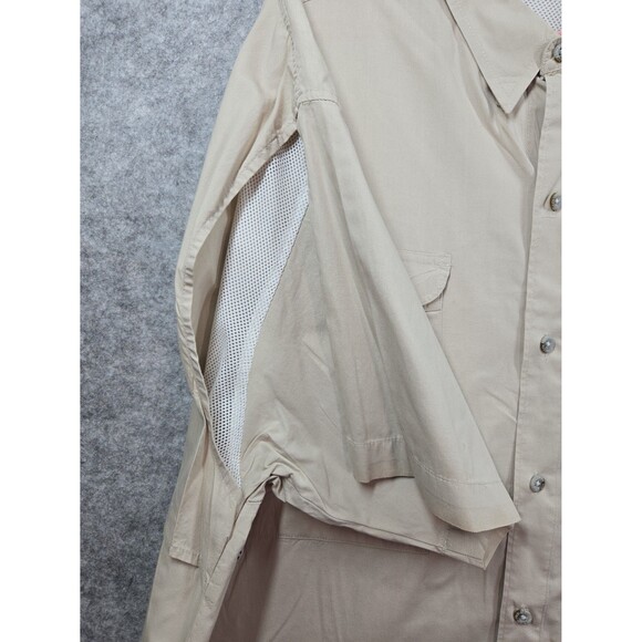 Columbia PFG Fishing Short Sleeve Button Up Shirt Vented Cotton Kahki Men's 3X - Picture 7 of 12